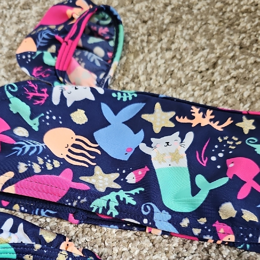 Girls XS Cat & Jack Blue two-piece swimsuit - Picture 5 of 8